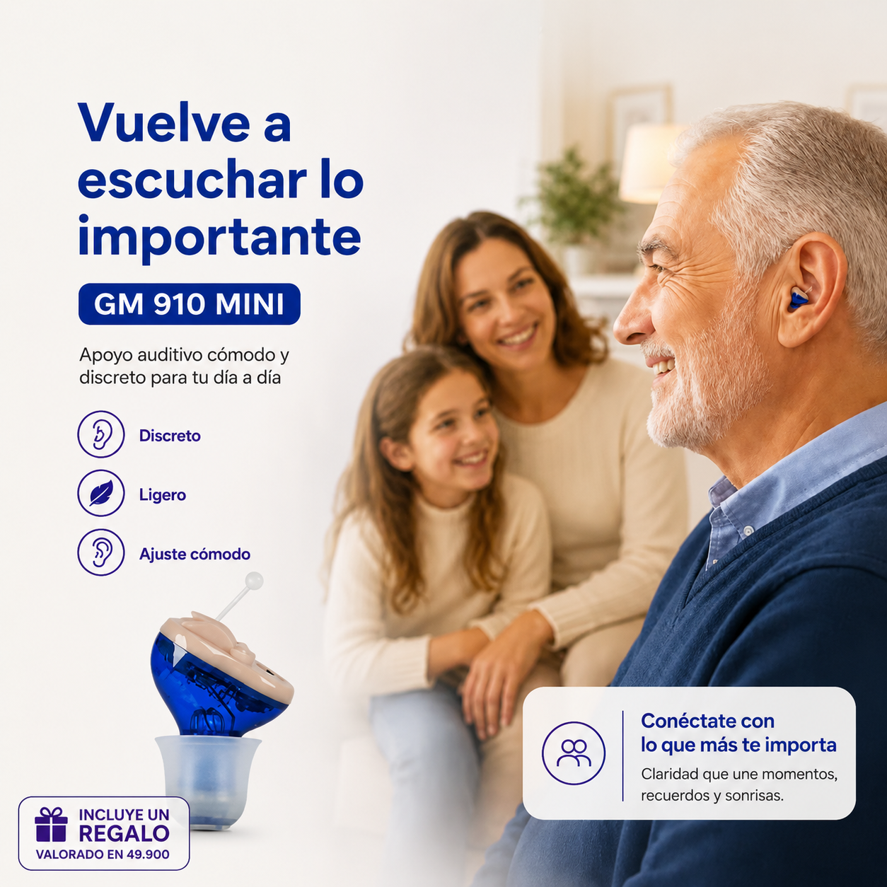 GM 910 Mini - Compra 1 y llévate 2 Auriculares con sonido amplificado + Envio Gratis + Regalo