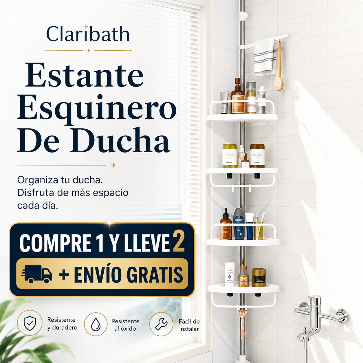 🔥COMPRE 1 Y LLÉVESE 2🔥Claribath Estante Esquinero De Ducha + envio gratis