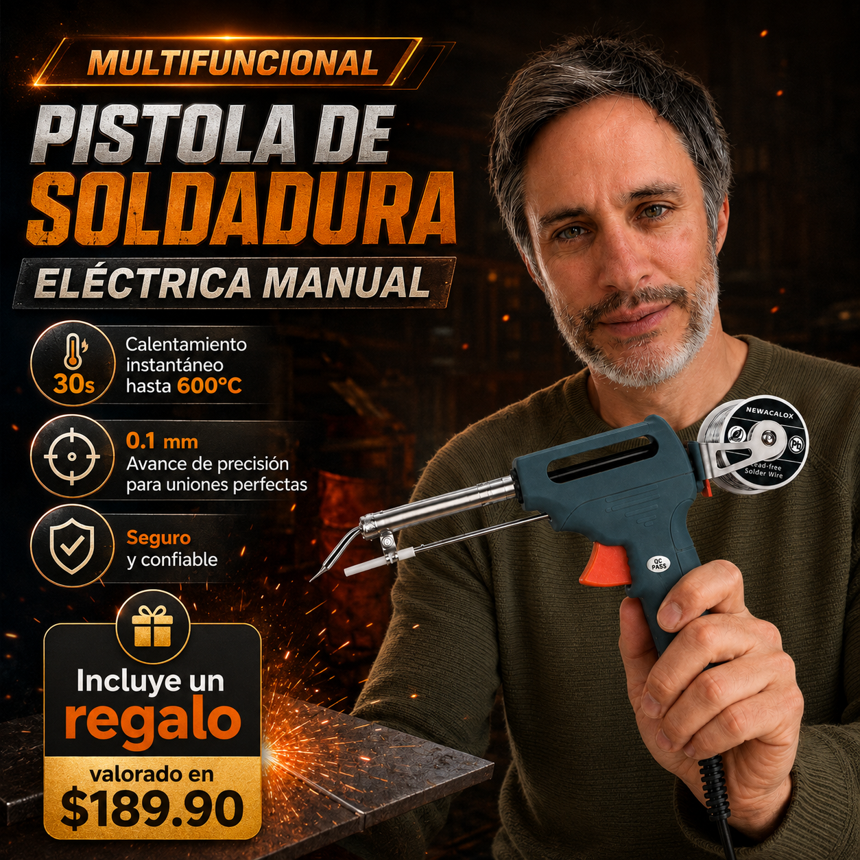 Soldador Eléctrico 60W de Alta Eficiencia + Envio Gratis + Regalo - 50%