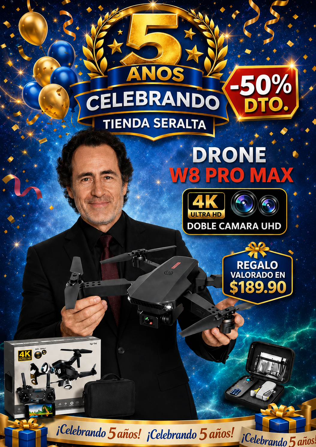 NUEVO DRONE PRO 4K +  BATERÍA + ENVIO GRATIS - 50%